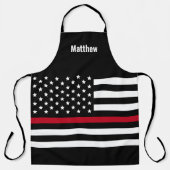 Firefighter Thin Red Line Amerikanische Flagge Schürze (Vorderseite)