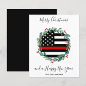 Firefighter Thin Red Line Budget Weihnachtskarte (Vorne/Hinten)