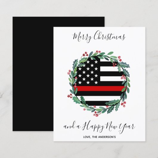 Firefighter Thin Red Line Budget Weihnachtskarte (Vorne/Hinten)