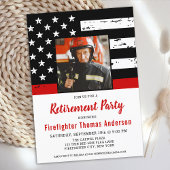 Firefighter Thin Red Line Custom Foto Retirement Einladung
