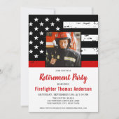 Firefighter Thin Red Line Custom Foto Retirement Einladung (Vorderseite)