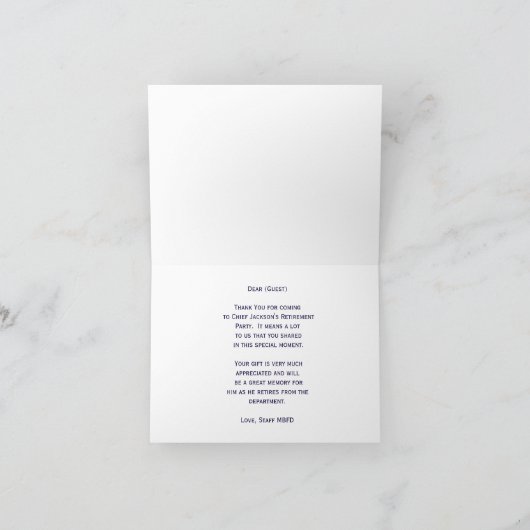 Firefighter Thin Red Line Danke Karte (Innenseite)