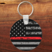 Firefighter Thin Red Line Flag Fireman Schlüsselanhänger (Vorderseite)