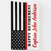 Firefighter Thin Red Line Flag Happy Retirement Banner (Vertikal)