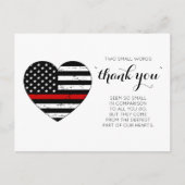 Firefighter Thin Red Line Flag Herzlichen Dank Postkarte (Vorderseite)