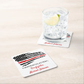 Firefighter Thin Red Line Flag Herzlichen Glückwun Rechteckiger Pappuntersetzer (Vor Ort)