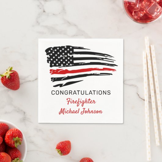 Firefighter Thin Red Line Flag Herzlichen Glückwun Serviette (Beispiel)