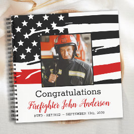 Firefighter Thin Red Line Foto Retirement Guest Notizblock