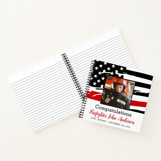 Firefighter Thin Red Line Foto Retirement Guest Notizblock (Innenseite)
