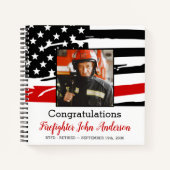 Firefighter Thin Red Line Foto Retirement Guest Notizblock (Vorderseite)