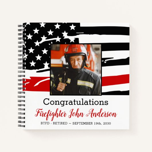 Firefighter Thin Red Line Foto Retirement Guest Notizblock (Vorderseite)