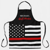 Firefighter Thin Red Line Grill Master USA Flag Schürze (Vorderseite)