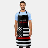 Firefighter Thin Red Line Grill Master USA Flag Schürze (Getragen)