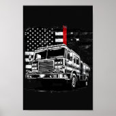 Firefighter Thin Red Line Grunge Flag Poster (Vorne)