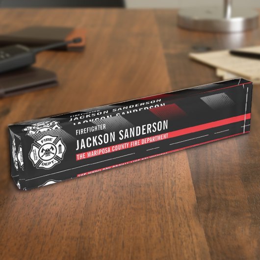 Firefighter Thin Red Line Logo Fire Department Namensplakette