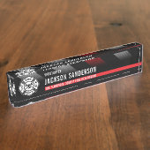 Firefighter Thin Red Line Logo Fire Department Namensplakette (Seite)