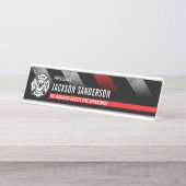 Firefighter Thin Red Line Logo Fire Department Schreibtischnamensplakette (Vorderseite )
