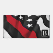 Firefighter Thin Red Line Personalisiert Monogram Schreibtischunterlage (Vorderseite)