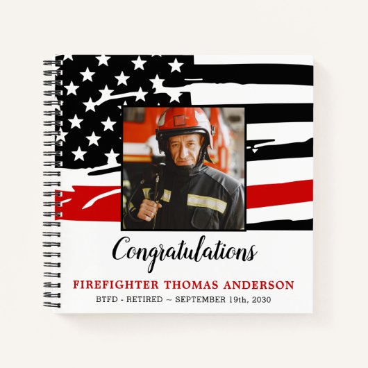Firefighter Thin Red Line Retirement Foto Guest Notizblock (Vorderseite)