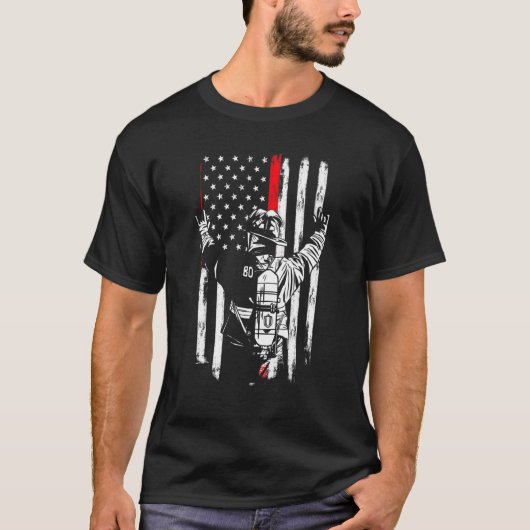 Firefighter Thin Red Line Us American Flag Patriot T-Shirt (Vorderseite)