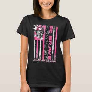 Firefighter US Flag Brave Breast Cancer Awarene T-Shirt