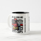 Firefighter  US Flag with Thin Red Line Zweifarbige Tasse (Vorderseite Links)