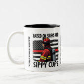 Firefighter  US Flag with Thin Red Line Zweifarbige Tasse (Links)