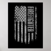 Firefighter USA Flag Distressed design Poster (Vorne)
