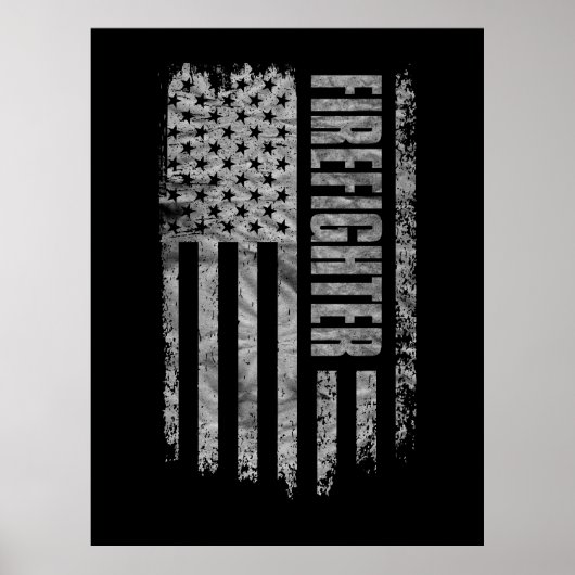 Firefighter USA Flag Distressed design Poster (Vorne)