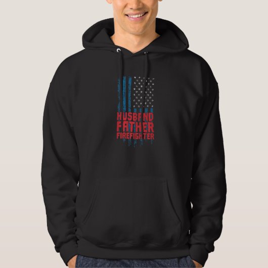 Firefighter USA Flag Husband Father Firefighter Hoodie (Vorderseite)