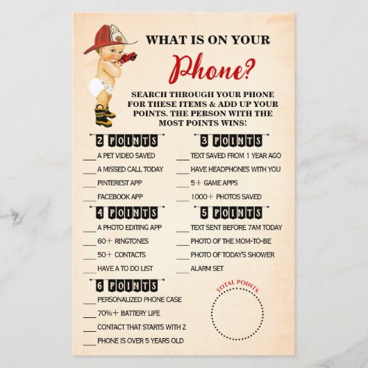 Firefighter Was auf Ihrer Telefondusche-Spielkarte Flyer (Vorne)