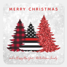 Firefighter Weihnachts-Rote Linie Karierter Glitze