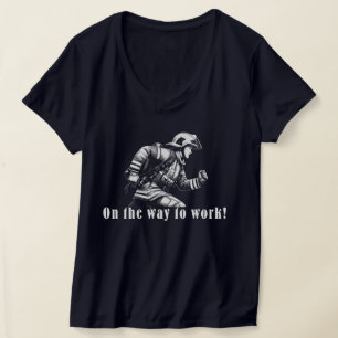 Firefighter Woman "On the Way to Work!" T-Shirt