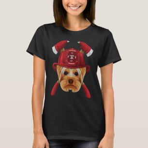 Firefighter Yorkshire Terrier Fireman Boys Kinder  T-Shirt
