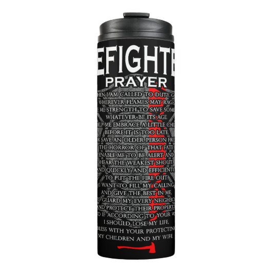 Firefighter's Personal Prayer Tribute Thermosbecher (Vorderseite)