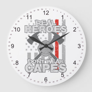 Firefighters Real Heroes Don't Wear Capes Große Wanduhr