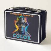 "Firefighting knows no color" Metall Brotdose (Rückseite)