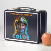 "Firefighting knows no color" Weiblich Metall Brotdose (Beispiel)