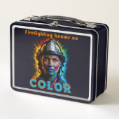 "Firefighting knows no color" Weiblich Metall Brotdose (Vorderseite)