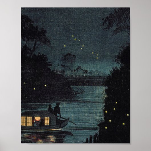 Fireflies bei Ochanomizu von Kobayashi Kiyochika Poster (Vorne)