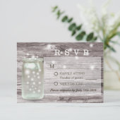Fireflies Glows Mason Jar Wedding RSVP Karte (Stehend Vorderseite)