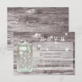 Fireflies Glows Mason Jar Wedding RSVP Karte (Vorne/Hinten)