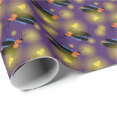 Fireflies Graphic on Lila Geschenkpapier (Rolleneckpunkt)