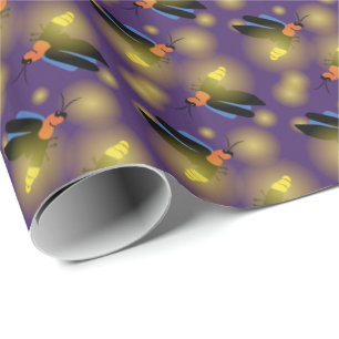 Fireflies Graphic on Lila Geschenkpapier