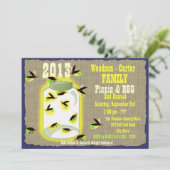 Fireflies in Jar Family Wiedersehen GRILLEN Picnic Einladung (Stehend Vorderseite)