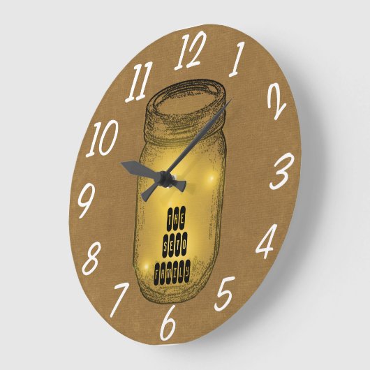Fireflies in Mason Jar Große Wanduhr (Winkel)