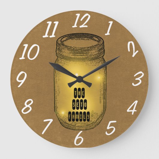 Fireflies in Mason Jar Große Wanduhr (Vorderseite)