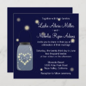 Fireflies in Mason Jar Heart Wedding Einladung (Vorne/Hinten)
