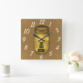 Fireflies in Mason Jar Quadratische Wanduhr (Zuhause)