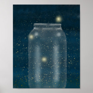 Fireflies & Jar Painting Poster